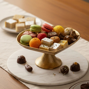 Support à gâteau élégant en métal doré en forme de cœur, design martelé, base sur piédestal, parfait pour la décoration de mariages et de fêtes de luxe - Product Image 6