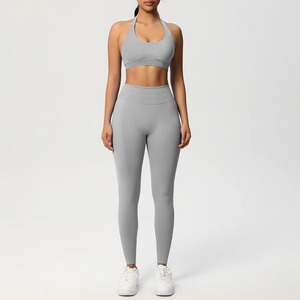 Conjunto de Yoga Sexy de 2 Piezas, Transpirable y Ligero, para Gimnasio y Fitness, con Cintura Alta, Bra y Leggings para Mujer - Product Image 5