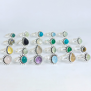Anillos de Piedras Preciosas Naturales Variadas para Mujer, Estilo Vintage, Chapados en Plata de Ley, Joyería al por Mayor Bismillah Gems - Product Image 5