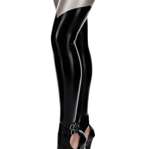 Collants noirs opaques pour femmes, au-dessus du genou, en spandex et polyester épais, sans couture, style sexy, pour usage quotidien - Product Image 3