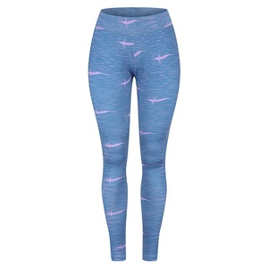 High Waist Full Length Yoga <b>Leggings</b> With Purple Print <b>Pattern</b> Seamless Elastic Waist Women's Activewear Pants - Product Image 1