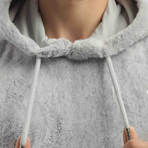Custom Logo Embroidered Heavy Fleece Plush Men <b>Sherpa</b> Hoodie Streetwear Plain Dyed Winter Warm Oversized Fluffy Pullover <b>Hoodies</b> - Product Image 4