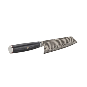 6.5-inch Bunka <b>Knife</b> with Black Grain Handle Silver Wavy Design Blade Red Trim and Silver End Cap for <b>Slicing</b> Chopping Dicing - Product Image 5