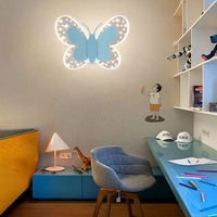 Lampe murale LED moderne à intensité variable avec télécommande, motif papillon et étoile, pour chambre d'enfant, lampe de chevet