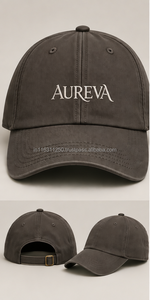 หมวกเบสบอลผ้าแคนวาสคอตตอน 100% แบบ 6 แผง ทรง Dad Hat ปักโลโก้ตามสั่ง ปีกโค้ง สำหรับทุกเพศทุกวัย ขนาด 56-58 ซม. - Product Image 1