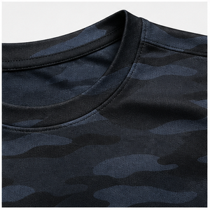 Camiseta de Manga Corta con Cuello Redondo para Hombre, Diseño de Camuflaje Personalizado Shadow Island en Negro Medianoche, MTS-CAMO-0018 - Product Image 6