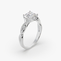 Bague de fiançailles, de mariage ou d'anniversaire classique en argent sterling 925 avec moissanite taille princesse, option plaqué or