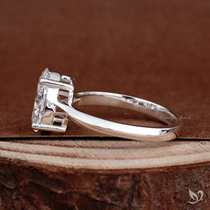 Bague de fiançailles et de mariage de luxe à taille ovale, diamant de laboratoire IGI de 2 carats, solitaire à double sangle en or massif 10K - Product Image 3