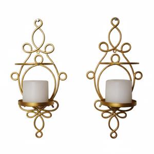 Juego de 2 apliques de pared de hierro forjado negro, portavelas de metal con diseño de espiral, arte decorativo colgante para decoración del hogar y eventos. - Product Image 2