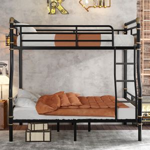 Letto a Castello in Metallo XL Smontabile con Ringhiere di Sicurezza Industriali per Adolescenti Nero-Vecchio SKU W2580S00007 - Product Image 3
