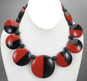 Ensemble de colliers en résine faits à la main, bijoux de mode multicolores ronds pour femmes et filles - Product Image 2