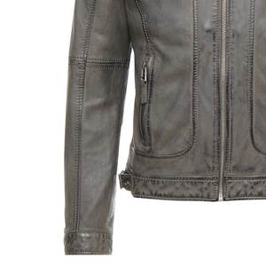 High Quality Men's Genuine Leather Autumn Varsity <b>Jackets</b> ODM Wholesale 100% Cow Skin Stand Collar <b>Slim</b> <b>Fit</b> Front Logo - Product Image 4