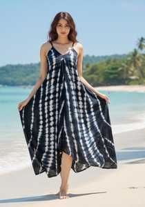 เดรสยาวทรงเอผ้าฝ้ายลูกไม้สไตล์วินเทจคุณภาพพรีเมียมสำหรับผู้หญิง ใส่ได้ทั้งฤดูร้อน ชายหาด ลำลอง งานกลางคืน แบบไม่มีแขน - Product Image 3