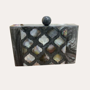 Bolso de mano informal de estilo Vintage para mujer, incrustaciones de resina hechas a mano con perilla de decoración de latón, forro de algodón, diseño Primum - Product Image 2