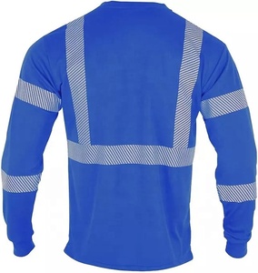 T-shirt de sécurité réfléchissant bleu à manches longues, vêtements de travail haute visibilité, chemise d'avertissement pour les équipes routières et de construction - Product Image 6