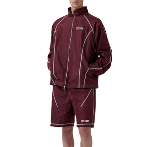 Conjunto de Pantalones Cortos y Chaqueta Deportiva Impermeable de Nailon Ligero con Cierre, Personalizable, a Bajo Precio, para Hombre, Corte Holgado, Estilo Veraniego - Product Image 1