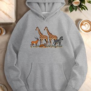 Thème de la faune avec quatre animaux sweats à capuche décontractés pour femmes - Product Image 2