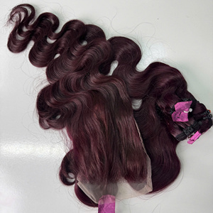 Vague de corps couleur bordeaux 100% os vietnamien texture droite expédition rapide extensions de cheveux humains - Product Image 4