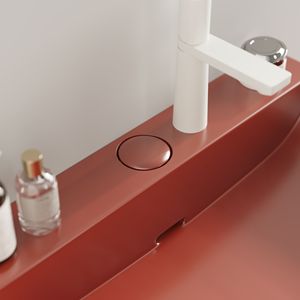 24 \ "Set di vanità da bagno rosso lucido Freestanding Console lavello rettangolare in ceramica rubinetto aperto gambe in metallo - Product Image 3