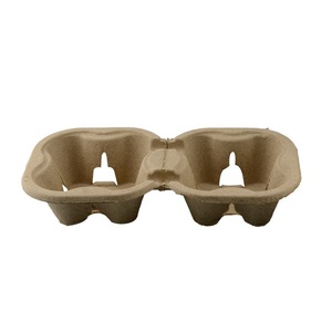 Support à boissons écologique en pulpe moulée 4 tasses, plateau à café jetable pour la livraison à emporter, emballage pour service de livraison de repas - Product Image 1