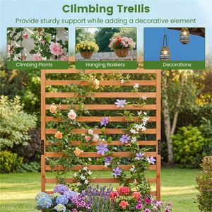 Orange Glazed Fir Wood Raised Garden Bed Trellis 91.44 X 35.56 X 149.86 cm <b>Planter</b> <b>Box</b> Drainage Liner 88 Lbs Capacity 88 Lbs - Product Image 6