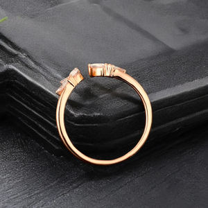 Bague ajustable en argent sterling 925 avec zircon cubique et motif pétale ouvert, design tendance, pour mariage, anniversaire, fiançailles, bijoux pour femme - Product Image 4