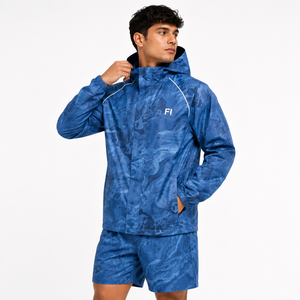 Ensemble veste coupe-vent et short camouflage style unique, en nylon respirant, coupe-vent, écologique, pour homme, mode outdoor. - Product Image 3