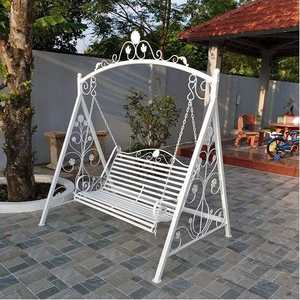 Silla Columpio de Jardín de Hierro Forjado de Lujo, Columpio de Patio Exterior con Toldo, Estructura Metálica Resistente, Banco Columpio Decorativo de Hierro para Patio - Product Image 3