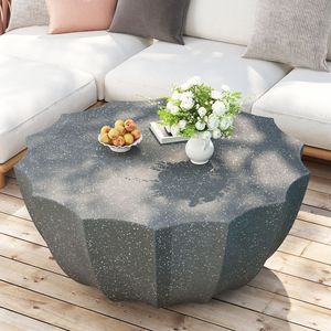 Tavolino da Caffè Moderno in Cemento MgO da 90 cm, Resistente e Impermeabile, per Terrazze, Giardini e Cortili - Product Image 3