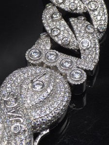 Collar de Lujo de Plata 925 con Baño de Rodio, Cadena Cubana con Micro Pavé de Moissanita, Joyería Unisex para Fiestas - Product Image 4