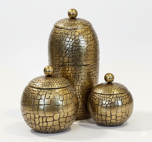 Recipientes de Almacenamiento Metálicos de Estilo Europeo, Hechos a Mano, con Patrón de Cocodrilo, de Aluminio Antiguo, con Tapas de Hebilla, para Uso Tradicional - Product Image 1