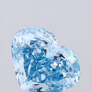 Bague de fiançailles en diamant de laboratoire 5,56 ct, bleu vif fantaisie, taille cœur, coupe mixte, VVS2, certifiée IGI, finition polie, bijoux fins - Product Image 1