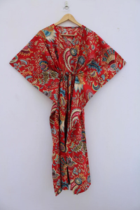 Vestido Kaftán Informal de Verano con Estampado Floral Tropical, sin Mangas, de Algodón, para Mujer, Ropa de Playa, Ropa de Estar por Casa, Textil Naaz - Product Image 5