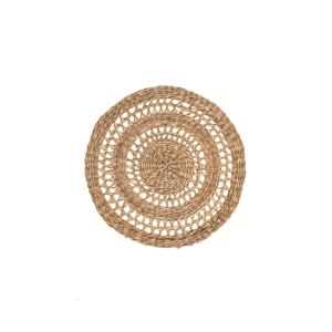 Manteles Individuales de cadena tejida, Mantel Individual redondo de color natural, con flecos, doble cara, reversible, posavasos - Product Image 1