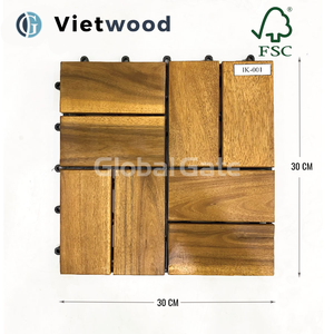 Dalles de terrasse en bois d'acacia massif à emboîtement pour jardin, balcon, patio - Product Image 4