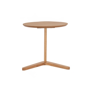 In Stock Small <b>Round</b> Oak <b>Side</b> <b>Table</b> Space-Saving Coffee <b>Table</b> with Sturdy Leg Compact Apartment and Living Room Accent Furniture - Product Image 2