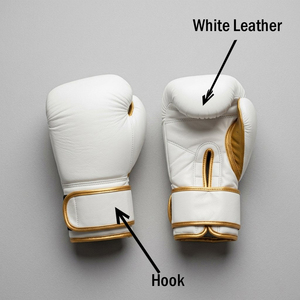 Guantes de Boxeo Profesionales de Cuero Genuino Blanco y Dorado de 14oz con Logotipo Personalizado OEM, Venta al Por Mayor, Equipo de Combate y Sparring - Product Image 5