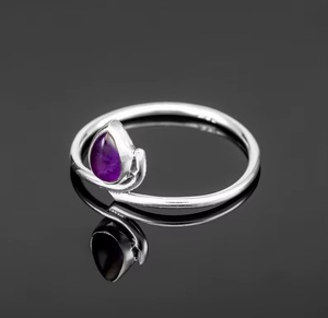 Bague en argent sterling 925 avec améthyste naturelle taille poire, bijou artisanal en pierre précieuse violette, cadeau élégant pour femme, fournisseur en gros - Product Image 3
