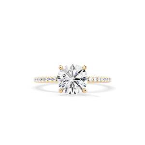 Women's 14K Gold plated Round Brilliant Cut Diamond Engagement Ring Prong Setting floral Style - Product Image 1