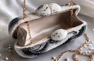 Nouvelle Pochette de Soirée Scintillante en Acrylique avec Fermeture à Rabat, Ornée de Perles et de Paillettes, avec Chaîne, pour Femme - Product Image 2