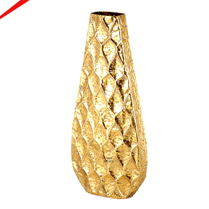Vase à fleurs de style côtier, design vintage et moderne, en métal texturé à pois, très demandé pour la maison et le bureau - Product Image 1