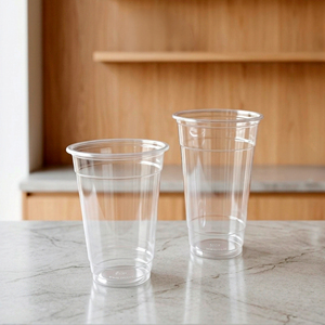 QUANG QUAN Disposable 16/22/24oz Clear PET Single Wall <b>Cups</b> 95mm Diameter for Tea Coffee Beverages Party Takeaway - Product Image 1