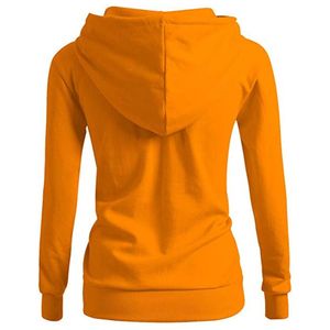 Sudadera con Capucha Naranja para Mujer, Manga Larga, Color Sólido, Informal, Tejida, para Otoño - Product Image 2