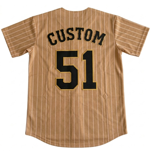 Camiseta deportiva de béisbol con rayas, transpirable, de algodón, con botones, estilo vintage, corte regular, para jóvenes y adultos, OEM - Product Image 2