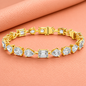 สร้อยข้อมือเพชรทรงเอเมอรัลด์ชุบทอง 14K เครื่องประดับแต่งงานคลาสสิกสำหรับผู้หญิง เพชรสีขาว E สี E หินธรรมชาติ - Product Image 2