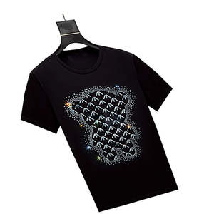 Camiseta Personalizada con Logotipo de Diamantes de Imitación para Hombre, 170g, Poliéster, Cuello Redondo, Manga Corta, Estilo Hip Hop, Streetwear, Tejido de Punto, Secado Rápido - Product Image 3