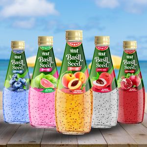 เครื่องดื่มเมล็ดโหระพาพร้อมน้ำพีช ISO halal - Product Image 4