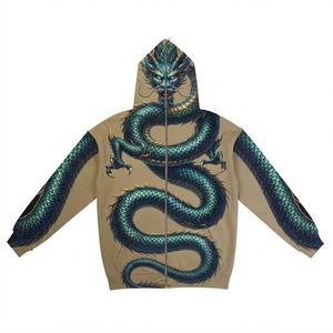 All Digital Print Sublimated Acid Wash Heavyweight Fleece 100% Cotton <b>Oversized</b> Zip-Up <b>Hoodie</b> for Unisex Summer Custom Embossed - Product Image 1