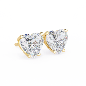 Clásicos pendientes de oro de 18 quilates con diamantes cultivados en laboratorio de 1 quilate cada uno, corte corazón de 4 puntas, E VS, certificados por IGI, ideales para regalo, fiestas y aniversarios. - Product Image 2