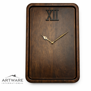 Horloge murale carrée en bois de luxe avec chiffres romains noirs, mouvement silencieux, design moderne, décoration pour la maison - Product Image 2